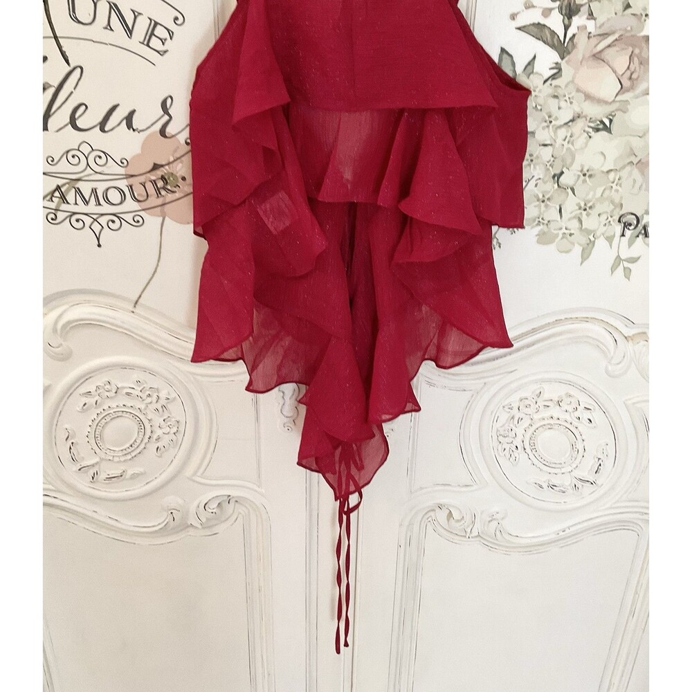 Rumored Tango Tank Red Shimmer Ruffled Adjustable Straps Size L NWT - Picture 9 of 15